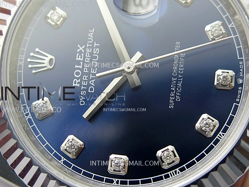 DateJust 41mm 126334 904 SS AR+F V2 1:1 Best Edition Fluted Bezel Blue Dial Diamond Markers on Oyster Bracelet DD3235
