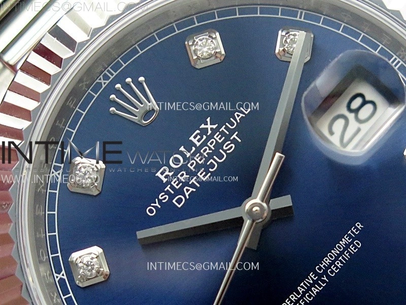 DateJust 41mm 126334 904 SS AR+F V2 1:1 Best Edition Fluted Bezel Blue Dial Diamond Markers on Oyster Bracelet DD3235