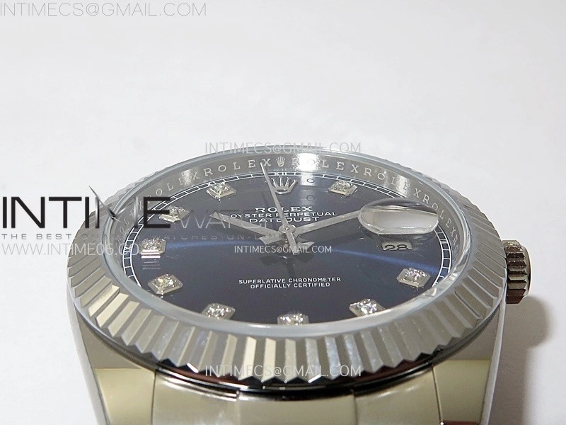 DateJust 41mm 126334 904 SS AR+F V2 1:1 Best Edition Fluted Bezel Blue Dial Diamond Markers on Oyster Bracelet DD3235