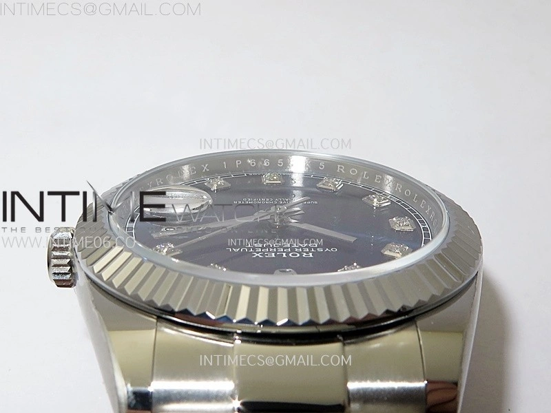 DateJust 41mm 126334 904 SS AR+F V2 1:1 Best Edition Fluted Bezel Blue Dial Diamond Markers on Oyster Bracelet DD3235