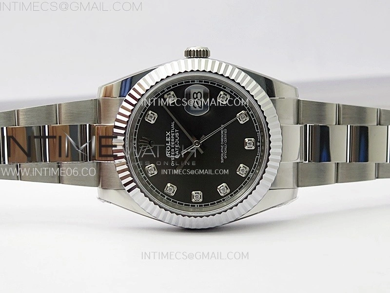 DateJust 41mm 126334 904 SS AR+F V2 1:1 Best Edition Fluted Bezel Gray Dial Diamond Markers on Oyster Bracelet DD3235