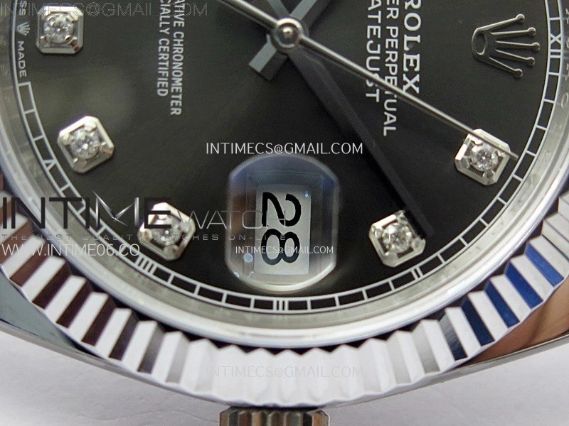 DateJust 41mm 126334 904 SS AR+F V2 1:1 Best Edition Fluted Bezel Gray Dial Diamond Markers on Oyster Bracelet DD3235