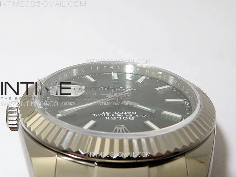 DateJust 41mm 126334 904 SS AR+F V2 1:1 Best Edition Fluted Bezel Green Dial Sticks Markers on Oyster Bracelet DD3235