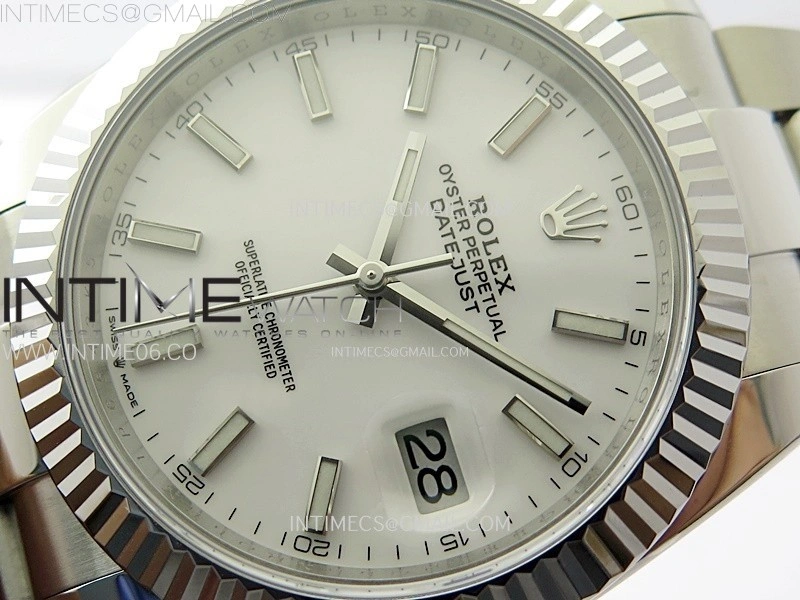 DateJust 41mm 126334 904 SS AR+F V2 1:1 Best Edition Fluted Bezel White Dial Sticks Markers on Oyster Bracelet DD3235