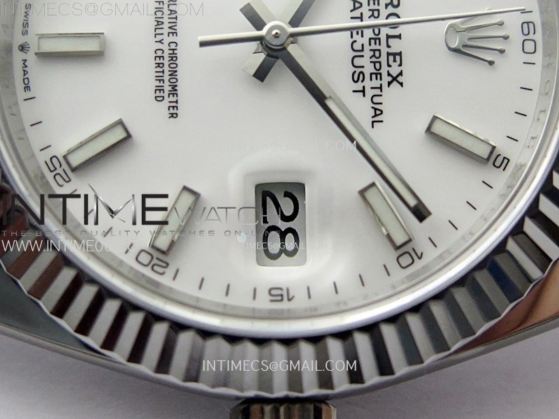 DateJust 41mm 126334 904 SS AR+F V2 1:1 Best Edition Fluted Bezel White Dial Sticks Markers on Oyster Bracelet DD3235