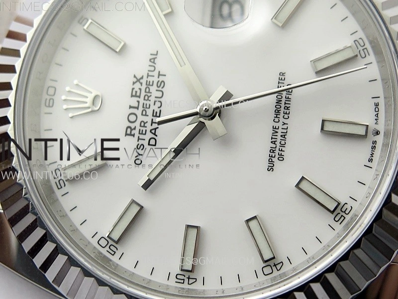 DateJust 41mm 126334 904 SS AR+F V2 1:1 Best Edition Fluted Bezel White Dial Sticks Markers on Oyster Bracelet DD3235