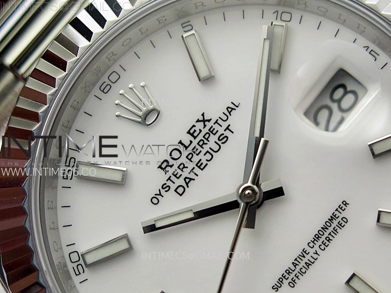 DateJust 41mm 126334 904 SS AR+F V2 1:1 Best Edition Fluted Bezel White Dial Sticks Markers on Oyster Bracelet DD3235