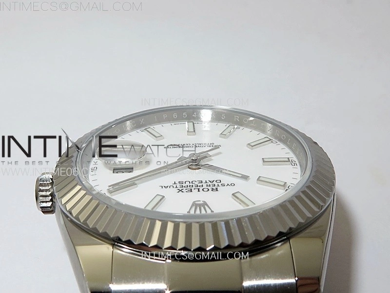DateJust 41mm 126334 904 SS AR+F V2 1:1 Best Edition Fluted Bezel White Dial Sticks Markers on Oyster Bracelet DD3235