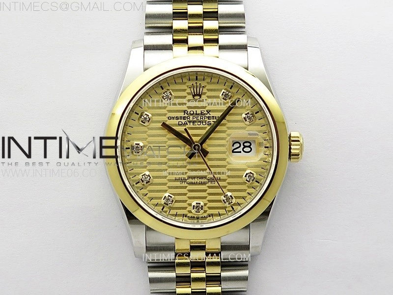DateJust 36MM 126203 SS YG APSF 1:1 Best Edition Gold Fluted Dial Diamond Markers on SS YG Jubilee Bracelet SA3235