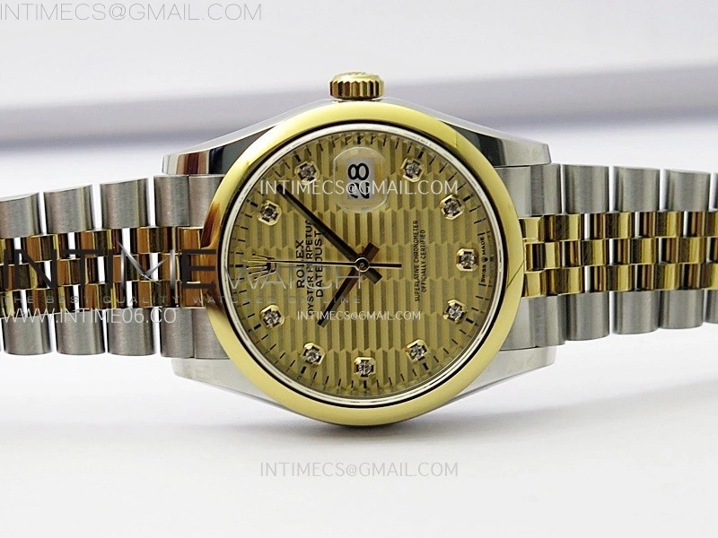 DateJust 36MM 126203 SS YG APSF 1:1 Best Edition Gold Fluted Dial Diamond Markers on SS YG Jubilee Bracelet SA3235
