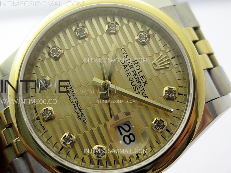 DateJust 36MM 126203 SS YG APSF 1:1 Best Edition Gold Fluted Dial Diamond Markers on SS YG Jubilee Bracelet SA3235
