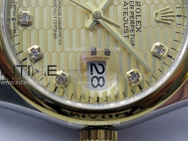DateJust 36MM 126203 SS YG APSF 1:1 Best Edition Gold Fluted Dial Diamond Markers on SS YG Jubilee Bracelet SA3235