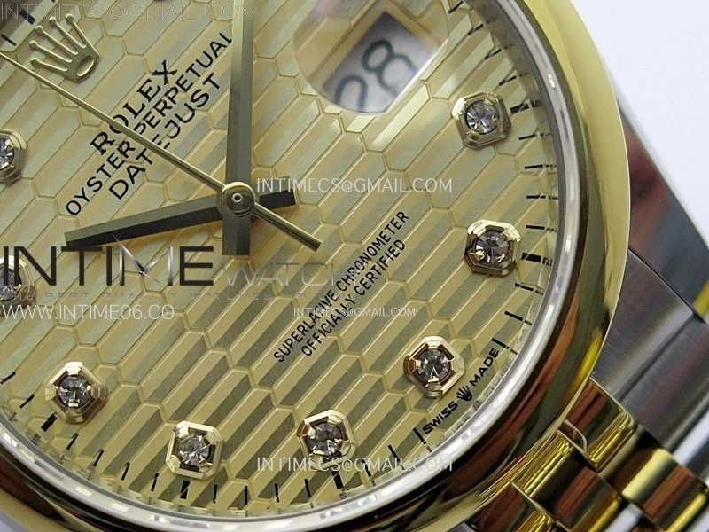 DateJust 36MM 126203 SS YG APSF 1:1 Best Edition Gold Fluted Dial Diamond Markers on SS YG Jubilee Bracelet SA3235