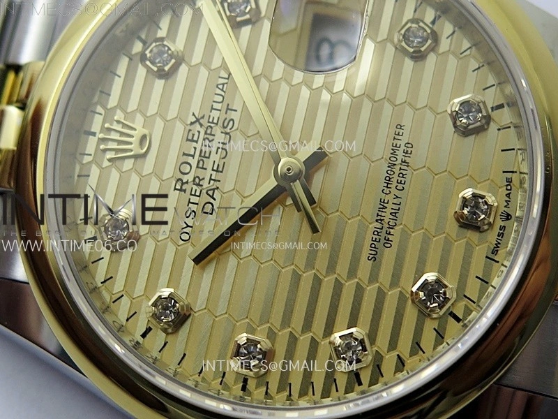 DateJust 36MM 126203 SS YG APSF 1:1 Best Edition Gold Fluted Dial Diamond Markers on SS YG Jubilee Bracelet SA3235