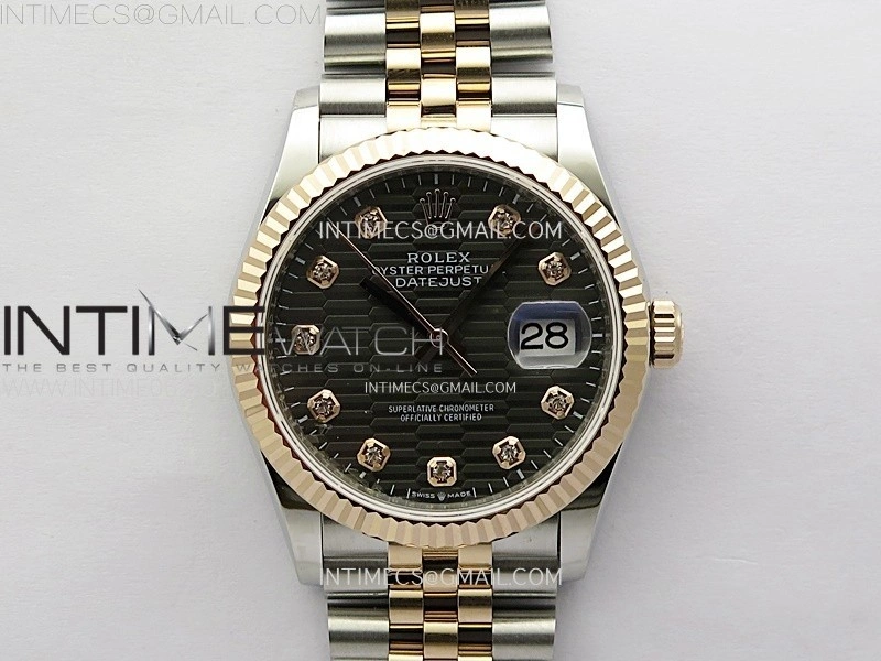 DateJust 36MM 126231 SS RG APSF 1:1 Best Edition Gray Fluted Dial Diamond Markers on SS RG Jubilee Bracelet SA3235