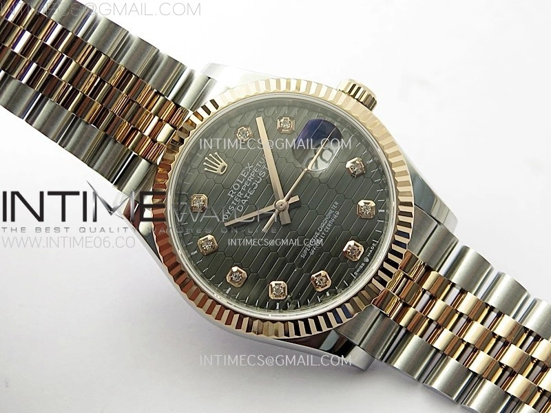 DateJust 36MM 126231 SS RG APSF 1:1 Best Edition Gray Fluted Dial Diamond Markers on SS RG Jubilee Bracelet SA3235