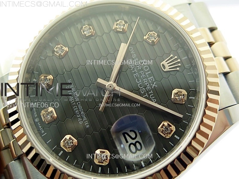 DateJust 36MM 126231 SS RG APSF 1:1 Best Edition Gray Fluted Dial Diamond Markers on SS RG Jubilee Bracelet SA3235