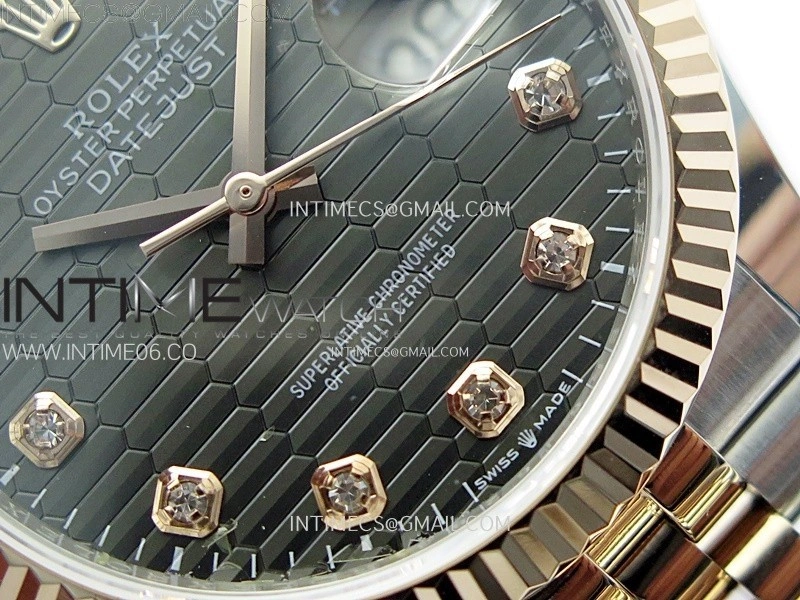 DateJust 36MM 126231 SS RG APSF 1:1 Best Edition Gray Fluted Dial Diamond Markers on SS RG Jubilee Bracelet SA3235
