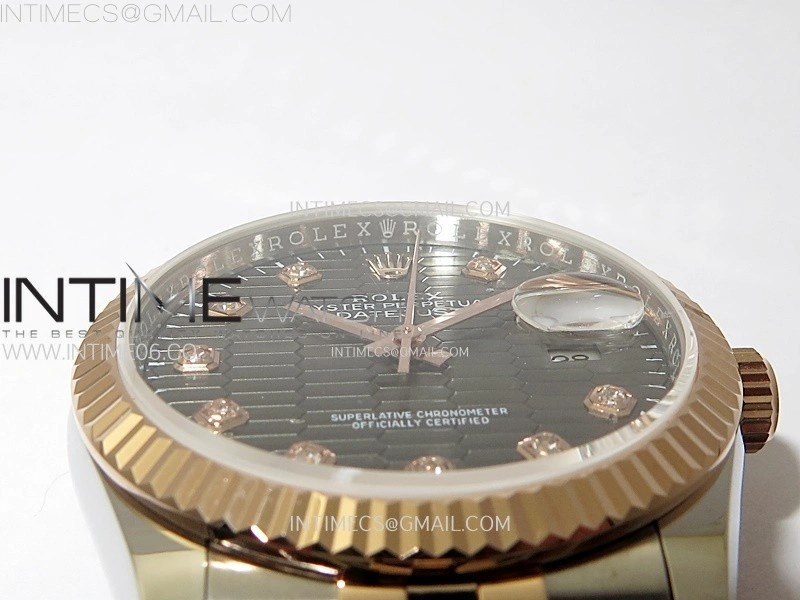 DateJust 36MM 126231 SS RG APSF 1:1 Best Edition Gray Fluted Dial Diamond Markers on SS RG Jubilee Bracelet SA3235