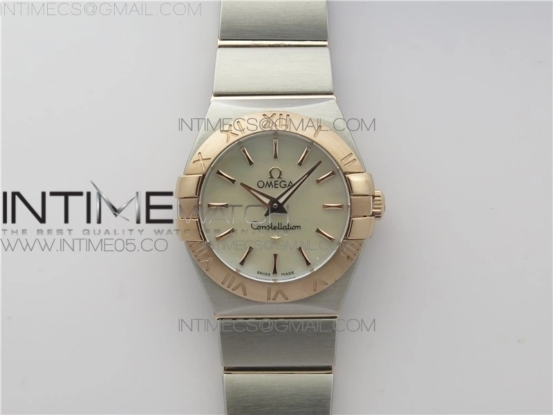 Constellation Ladies 27mm K11F 1:1 Best Edition SS RG White MOP Dial Diamonds Markers on SS RG Bracelet ETA Quartz