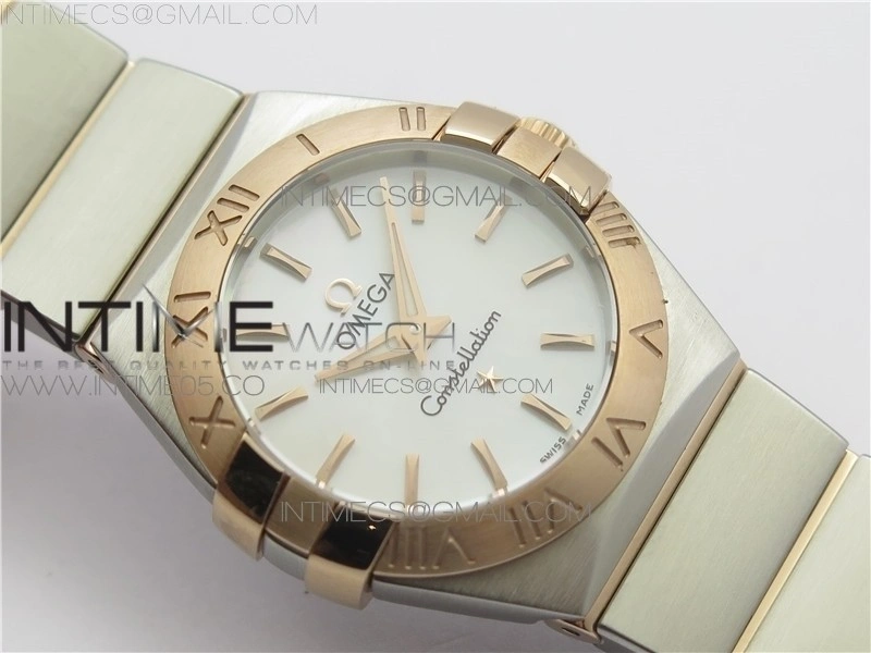 Constellation Ladies 27mm K11F 1:1 Best Edition SS RG White MOP Dial Diamonds Markers on SS RG Bracelet ETA Quartz