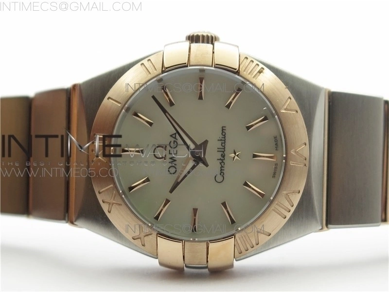 Constellation Ladies 27mm K11F 1:1 Best Edition SS RG White MOP Dial Diamonds Markers on SS RG Bracelet ETA Quartz