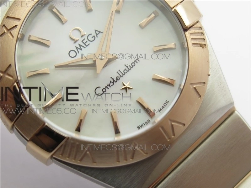 Constellation Ladies 27mm K11F 1:1 Best Edition SS RG White MOP Dial Diamonds Markers on SS RG Bracelet ETA Quartz