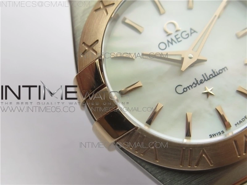 Constellation Ladies 27mm K11F 1:1 Best Edition SS RG White MOP Dial Diamonds Markers on SS RG Bracelet ETA Quartz