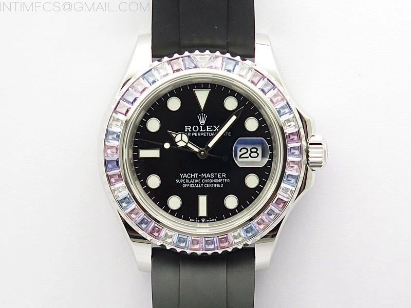 Yacht-Master 226659 KF 1:1 Gain Weight Best Edition Diamonds Bezel WG Wrapped on Oysterflex Strap VR3235