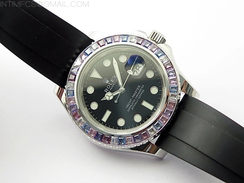 Yacht-Master 226659 KF 1:1 Gain Weight Best Edition Diamonds Bezel WG Wrapped on Oysterflex Strap VR3235