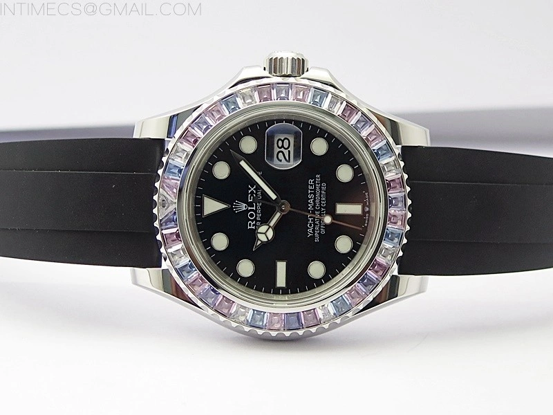Yacht-Master 226659 KF 1:1 Gain Weight Best Edition Diamonds Bezel WG Wrapped on Oysterflex Strap VR3235