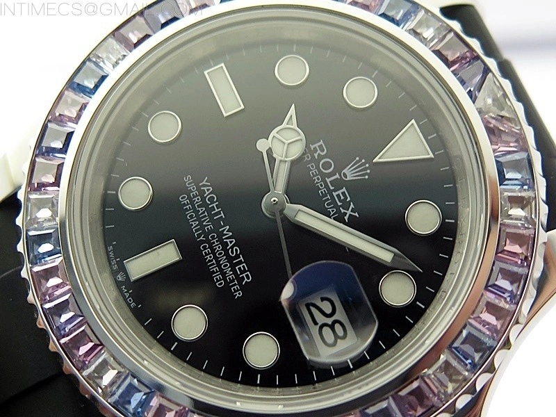 Yacht-Master 226659 KF 1:1 Gain Weight Best Edition Diamonds Bezel WG Wrapped on Oysterflex Strap VR3235