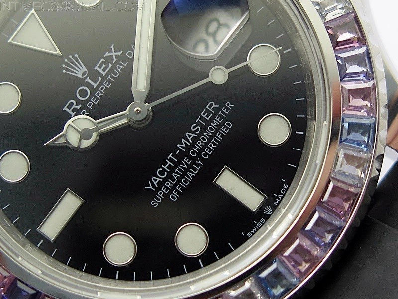 Yacht-Master 226659 KF 1:1 Gain Weight Best Edition Diamonds Bezel WG Wrapped on Oysterflex Strap VR3235