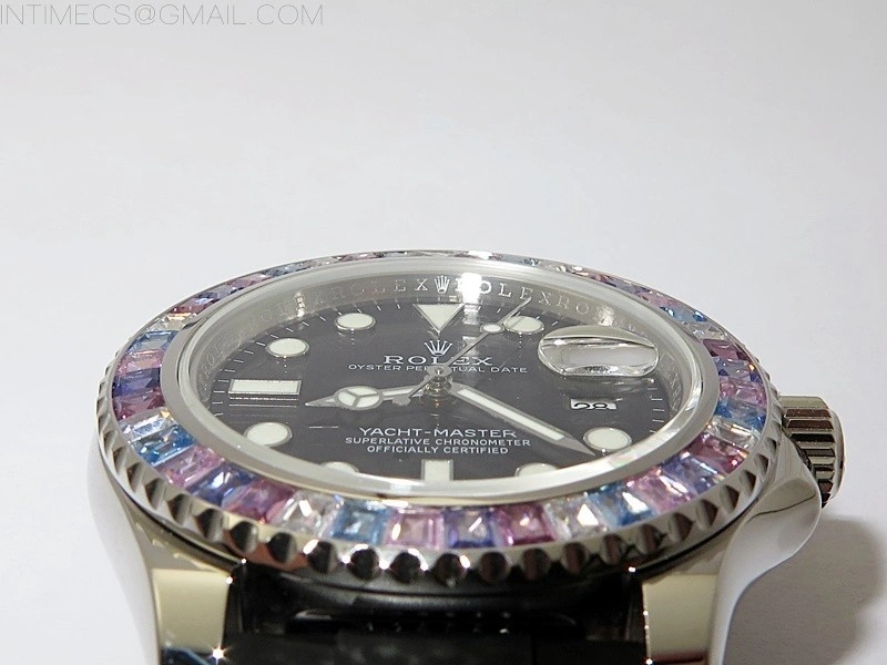Yacht-Master 226659 KF 1:1 Gain Weight Best Edition Diamonds Bezel WG Wrapped on Oysterflex Strap VR3235