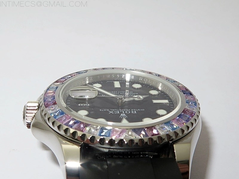 Yacht-Master 226659 KF 1:1 Gain Weight Best Edition Diamonds Bezel WG Wrapped on Oysterflex Strap VR3235