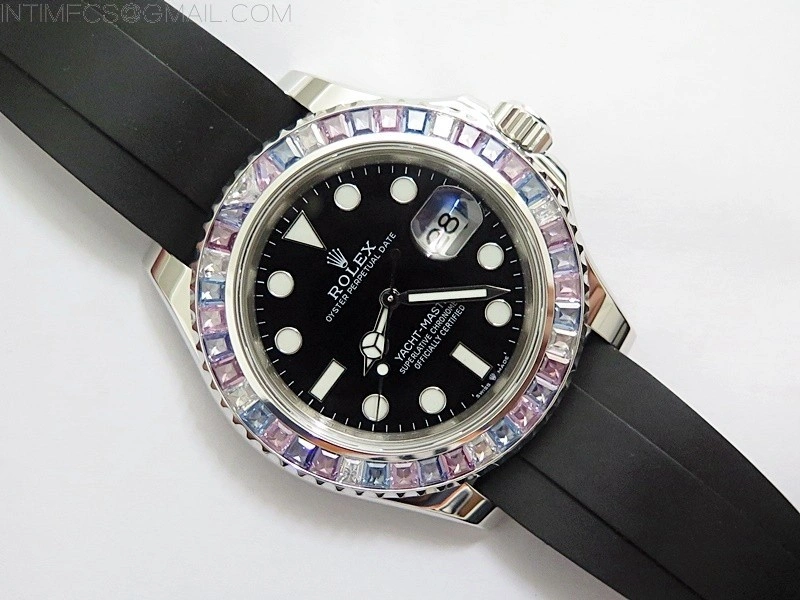 Yacht-Master 226659 KF 1:1 Gain Weight Best Edition Diamonds Bezel WG Wrapped on Oysterflex Strap VR3235