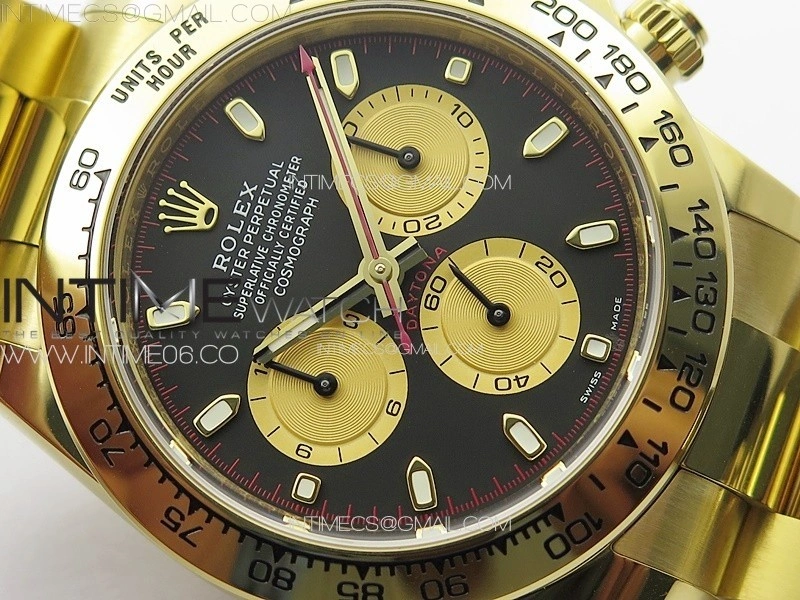 Daytona 116508 YG BTF 1:1 Best Edition 904L SS Case and Bracelet Black Sticks Dial SA4130