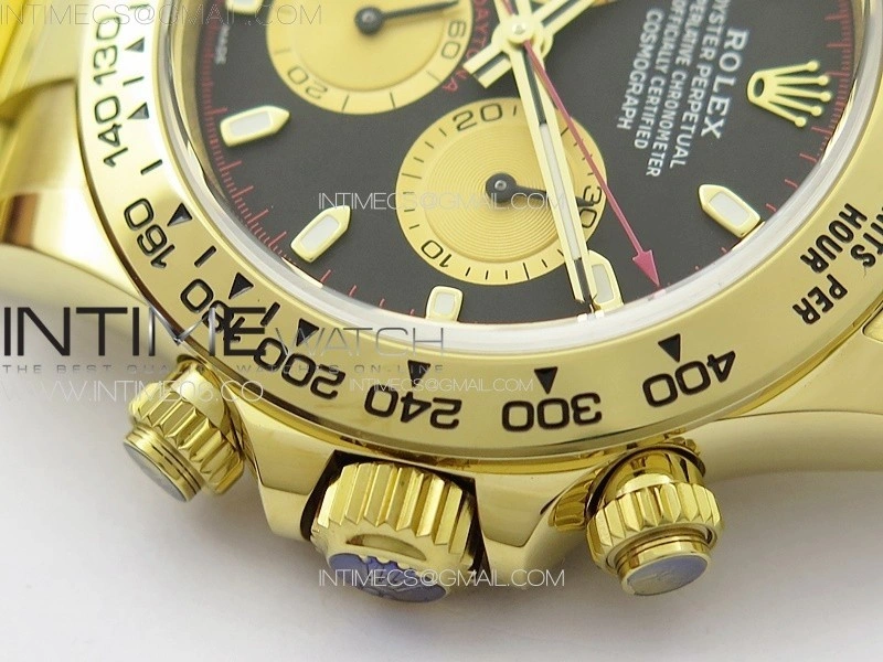 Daytona 116508 YG BTF 1:1 Best Edition 904L SS Case and Bracelet Black Sticks Dial SA4130