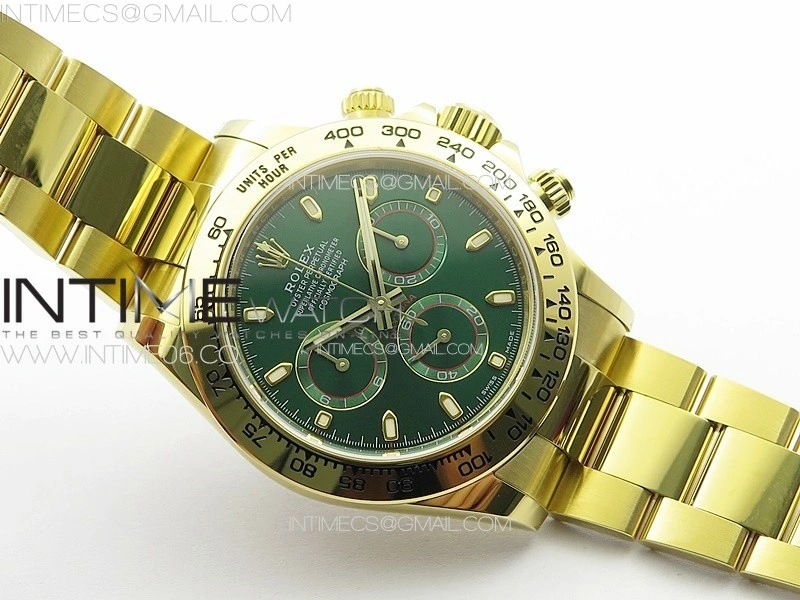 Daytona 116508 YG BTF 1:1 Best Edition 904L SS Case and Bracelet Green Sticks Dial SA4130