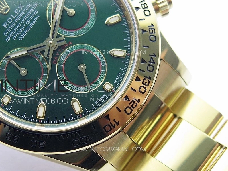 Daytona 116508 YG BTF 1:1 Best Edition 904L SS Case and Bracelet Green Sticks Dial SA4130