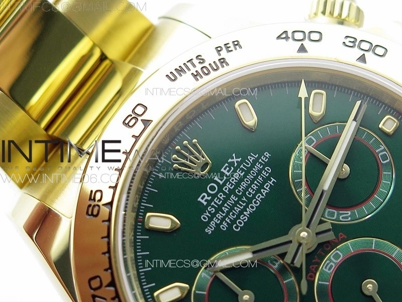 Daytona 116508 YG BTF 1:1 Best Edition 904L SS Case and Bracelet Green Sticks Dial SA4130