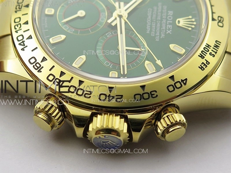 Daytona 116508 YG BTF 1:1 Best Edition 904L SS Case and Bracelet Green Sticks Dial SA4130