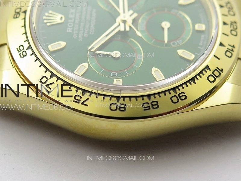 Daytona 116508 YG BTF 1:1 Best Edition 904L SS Case and Bracelet Green Sticks Dial SA4130