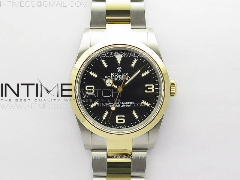 Explorer 124273 36mm 904L Steel GMF 1:1 Best Edition Black Dial on SS YG Bracelet VR3230 V2