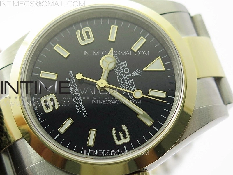 Explorer 124273 36mm 904L Steel GMF 1:1 Best Edition Black Dial on SS YG Bracelet VR3230 V2