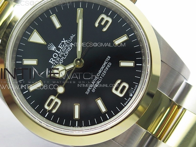 Explorer 124273 36mm 904L Steel GMF 1:1 Best Edition Black Dial on SS YG Bracelet VR3230 V2