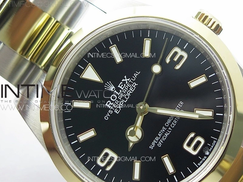Explorer 124273 36mm 904L Steel GMF 1:1 Best Edition Black Dial on SS YG Bracelet VR3230 V2