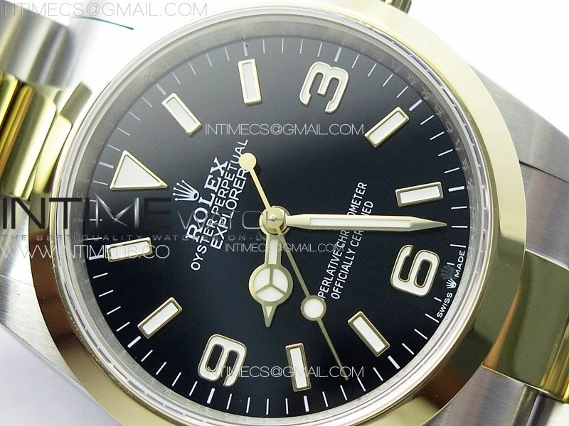Explorer 124273 36mm 904L Steel GMF 1:1 Best Edition Black Dial on SS YG Bracelet VR3230 V2