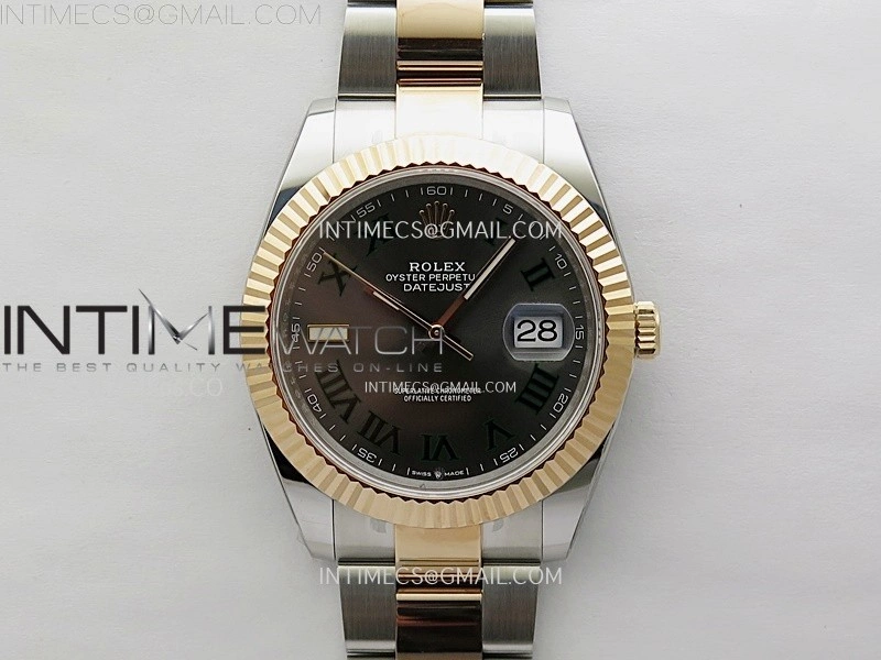 DateJust 41mm 126331 904 SS RG AR+F 1:1 Gray Dial Roman Markers On SS RG Oyster Bracelet DD3235 V2
