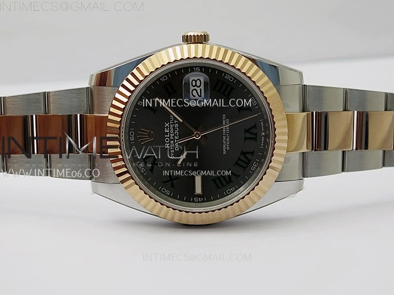 DateJust 41mm 126331 904 SS RG AR+F 1:1 Gray Dial Roman Markers On SS RG Oyster Bracelet DD3235 V2